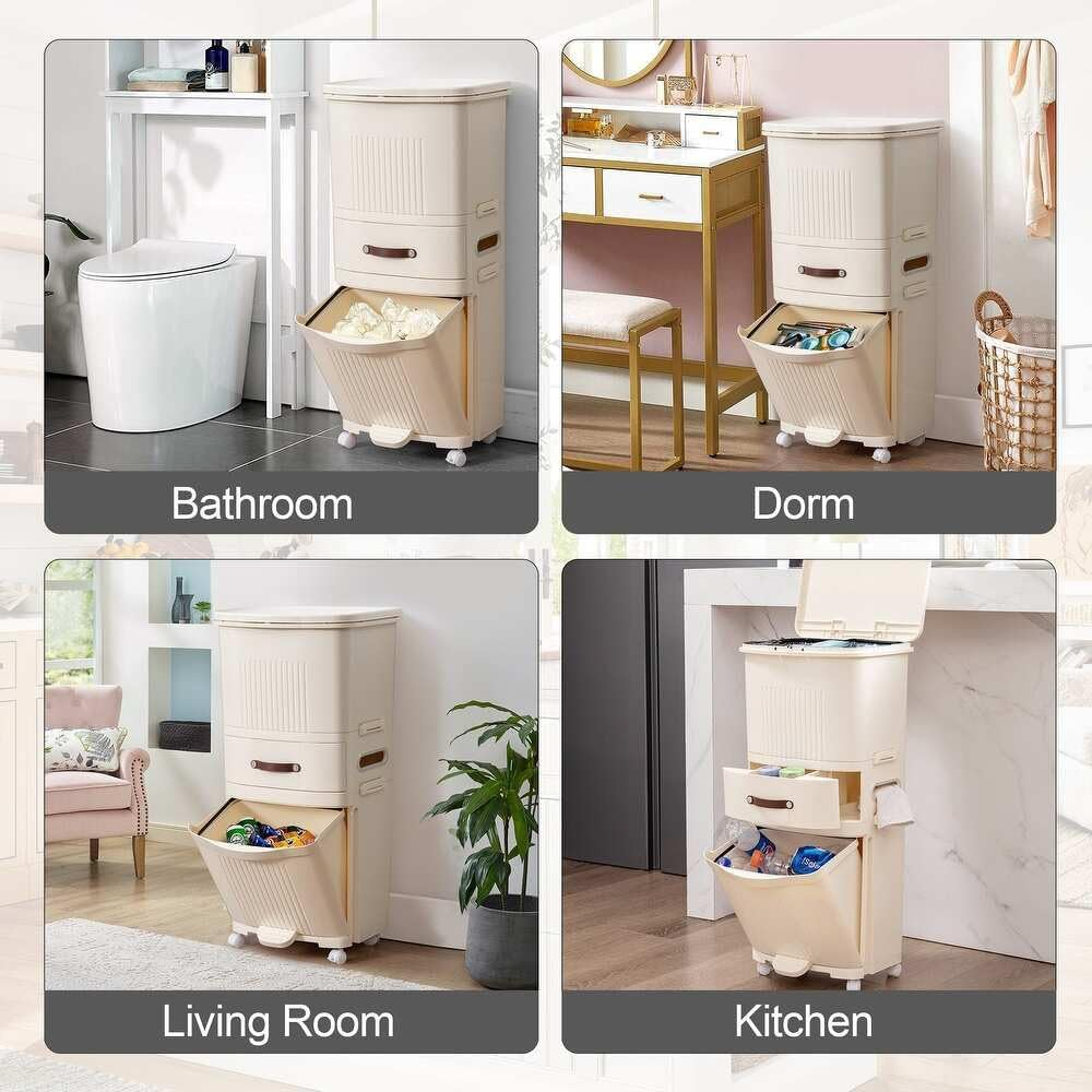 Large Trash Can Multifunctional Classified Garbage Bin Multi-Layer Storage Bucket Home Organization