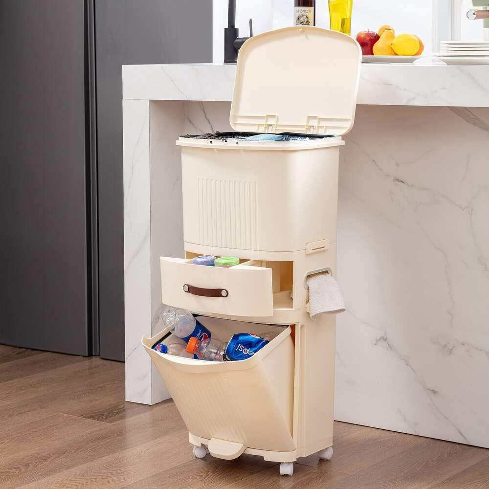 Large Trash Can Multifunctional Classified Garbage Bin Multi-Layer Storage Bucket Home Organization