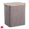 Laundry Basket With Bamboo Frame - Grey