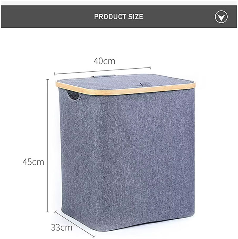 Laundry Basket With Bamboo Frame - Grey