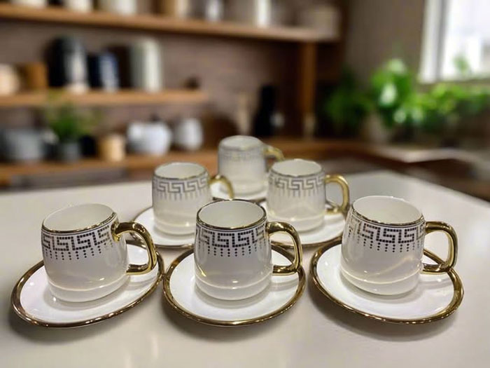 Luxury Fine Bone Cup Saucer Set Of 12