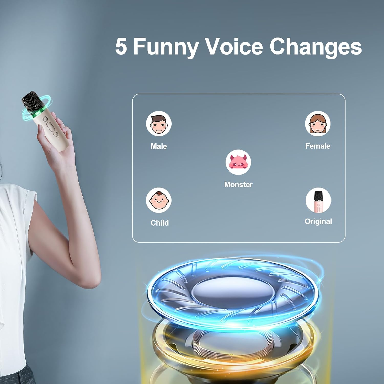 Mini Karaoke Machine For Kids Adults Portable Bluetooth Speaker 1 Wireless Microphones With Fun Voice Changing Function-Toys For Girl Boys