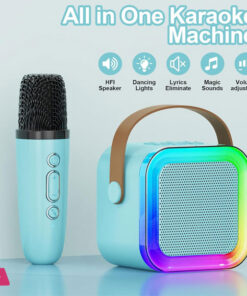 Mini Karaoke Machine for Kids Adults Portable Bluetooth Speaker 1 Wireless Microphones with Fun Voice Changing Function-Toys for Girl Boys