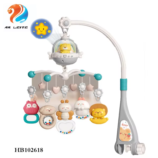 Music Rotating 0-1 Year Old Baby Remote Control Bed Bell Toy Soothing