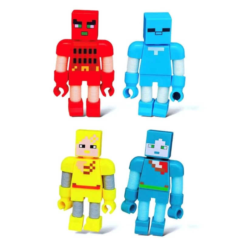 My World Game Colorful Action Figure Set With Red, Blue, Yellow, And Green Characters