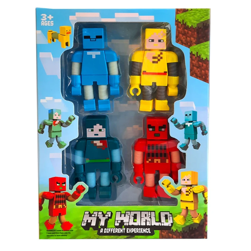 My World Game Colorful Action Figure Set With Red, Blue, Yellow, And Green Characters