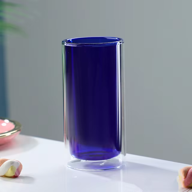 Neon Color Glass Double Wall Cylindrical Glass - 400Ml
