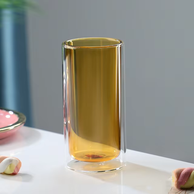 Neon Color Glass Double Wall Cylindrical Glass - 400Ml