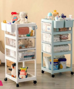 New Born Nursery Storage Trolley Cart - Rolling Trolley Cart  4-Tier