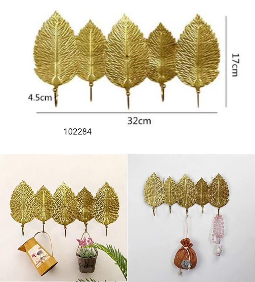 Nordic Hook Purse Hook Creative Golden Leaf Shape Coat Rack Wall Coat Key Hanger