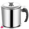 Oil Strainer Pot Stainless Steel Container Oil Storage Can with Removable Filter Lid with Strainer 1.2Liter