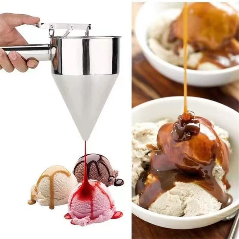 Pancake Batter Dispenser Stainless Steel Funnel Cake Dispenser With Stand Heavy Duty 750Ml
