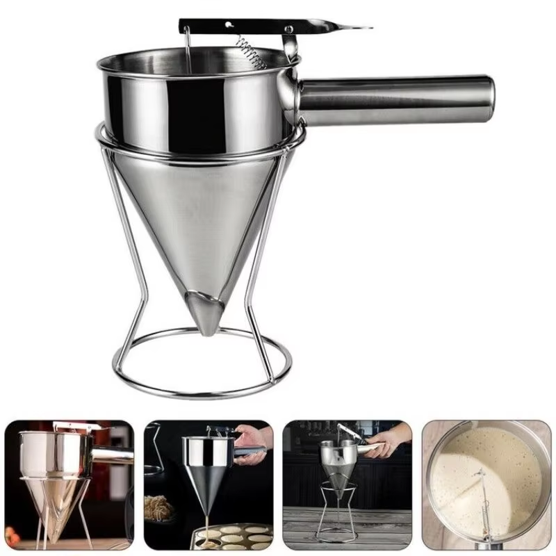 Pancake Batter Dispenser Stainless Steel Funnel Cake Dispenser With Stand Heavy Duty 750Ml