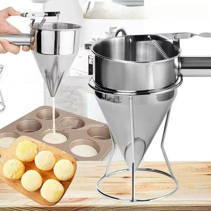 Pancake Batter Dispenser Stainless Steel Funnel Cake Dispenser With Stand Heavy Duty 750Ml
