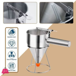 Pancake Batter Dispenser Stainless Steel Funnel Cake Dispenser With Stand Heavy Duty 750Ml