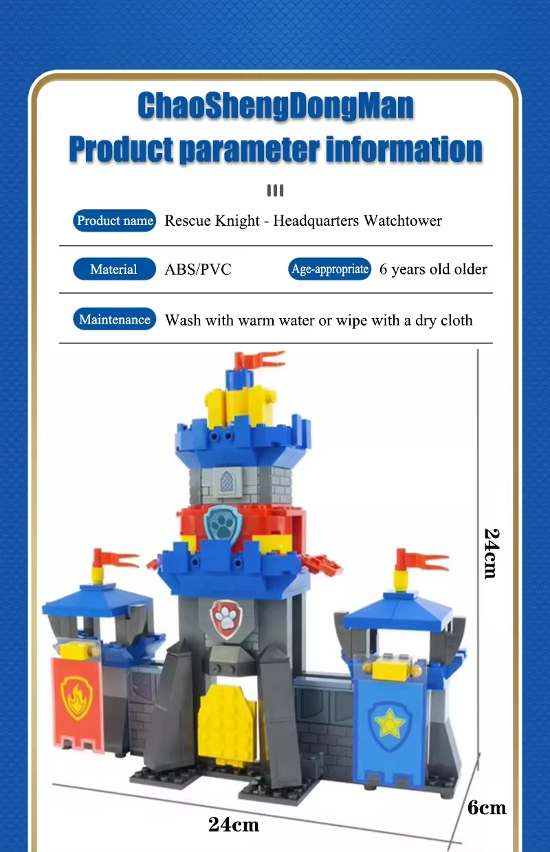 Paw Patrol Building Blocks Toys Rescue Knight Series Pullback Car Watchtower Rescue Base Command Center Lookout Tower Kids Gifts
