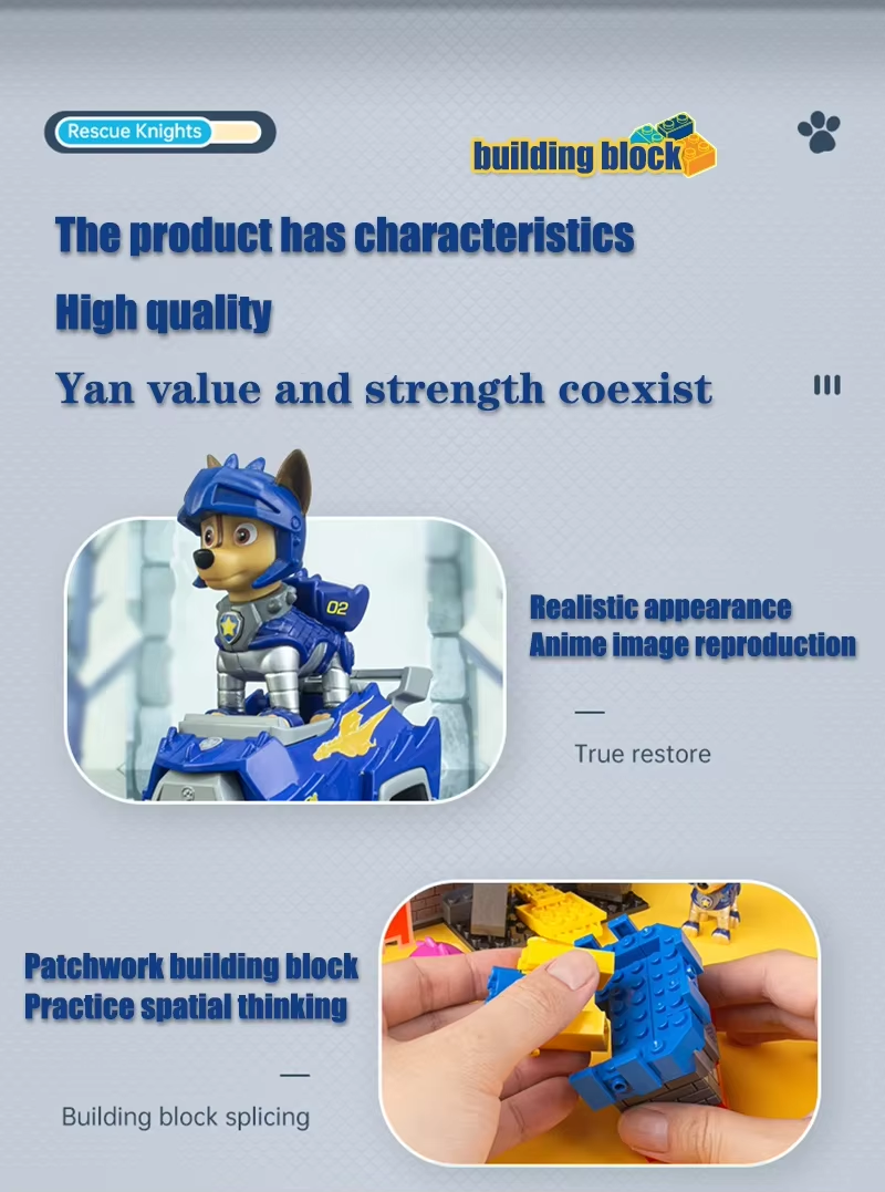 Paw Patrol Building Blocks Toys Rescue Knight Series Pullback Car Watchtower Rescue Base Command Center Lookout Tower Kids Gifts
