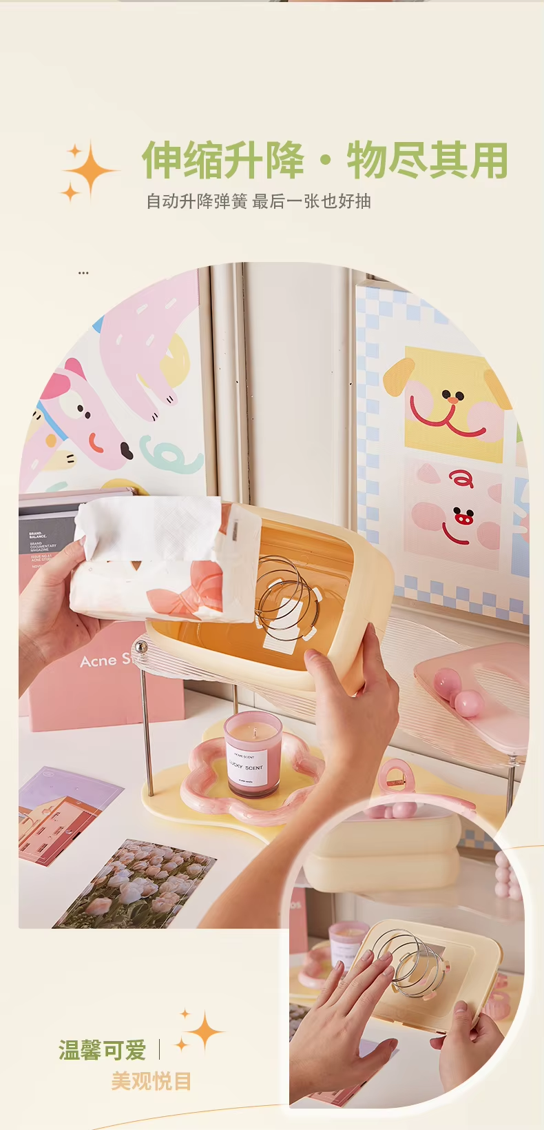 Plastic Tissue Box With Spring Cartoon Napkin Holders