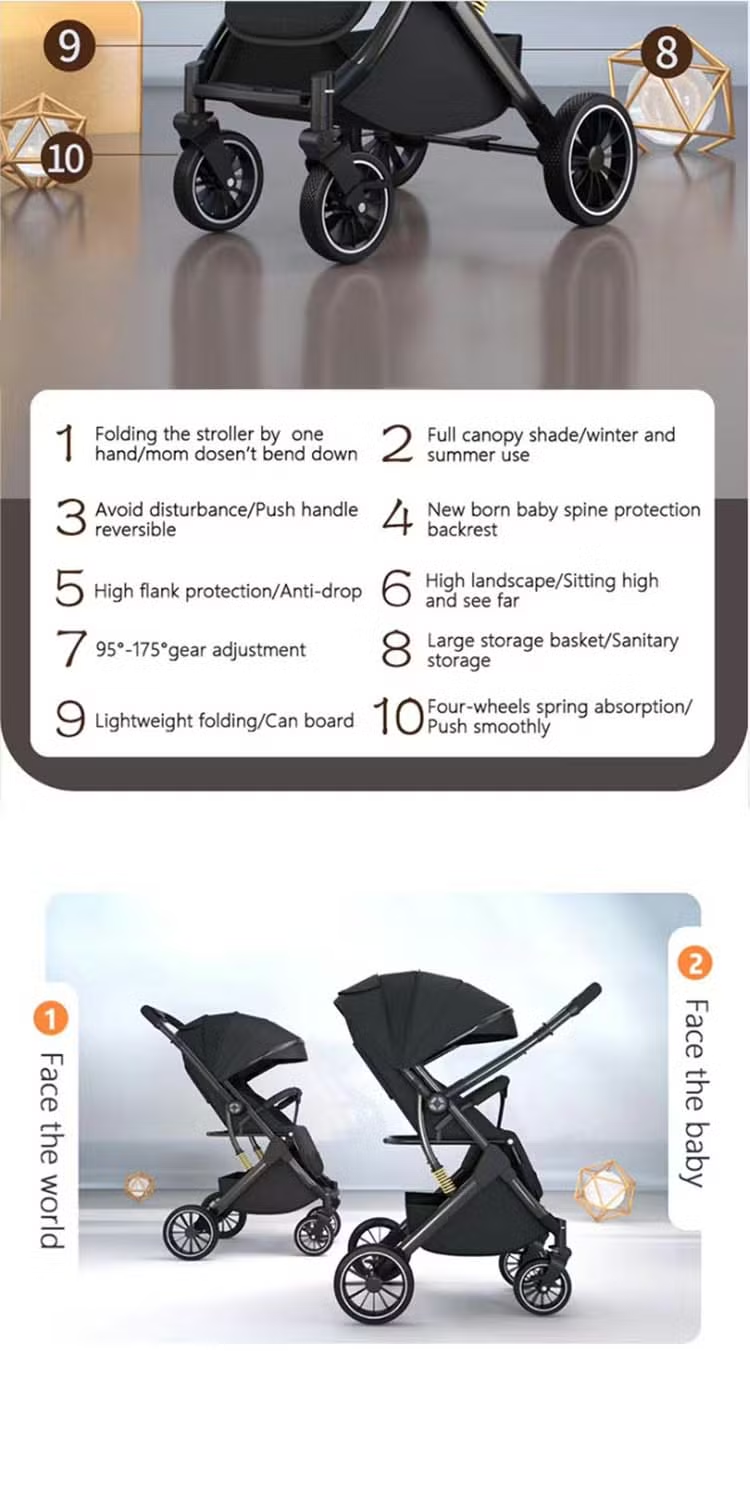 Popypapa Baby Stroller With Reversible Handle C3