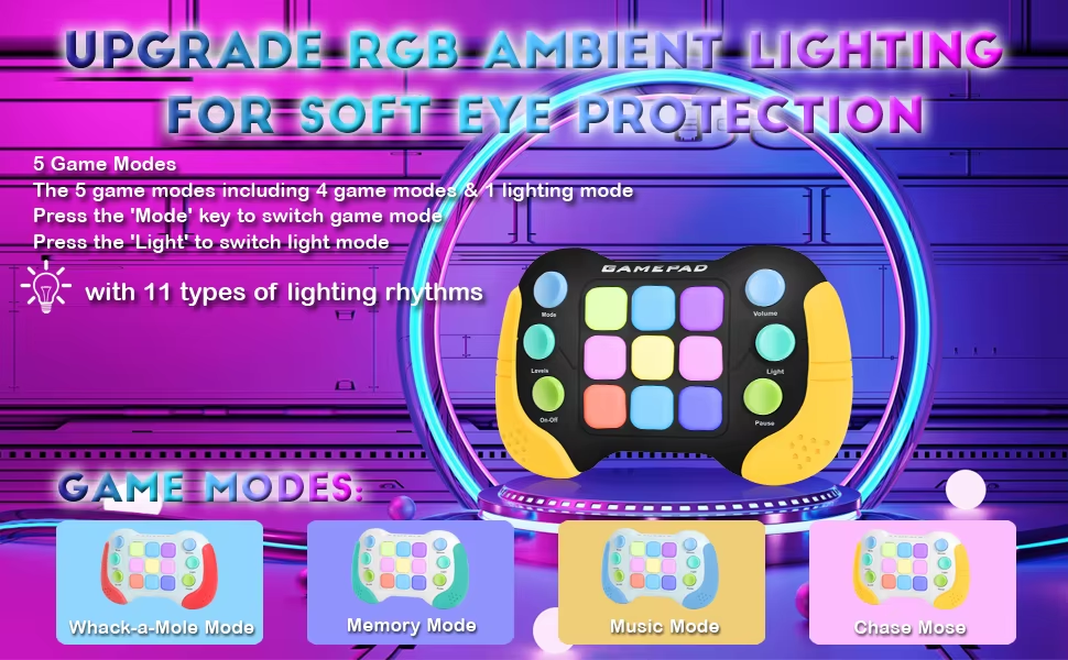 Quick Push Game Pad 5 Game Modes 999 Levels Electronic Pop Rgb Lighting Fidget Toys 14 Quick Push Game Pad 5 Game Modes 999 Levels Electronic Pop Rgb Lighting Fidget Toys