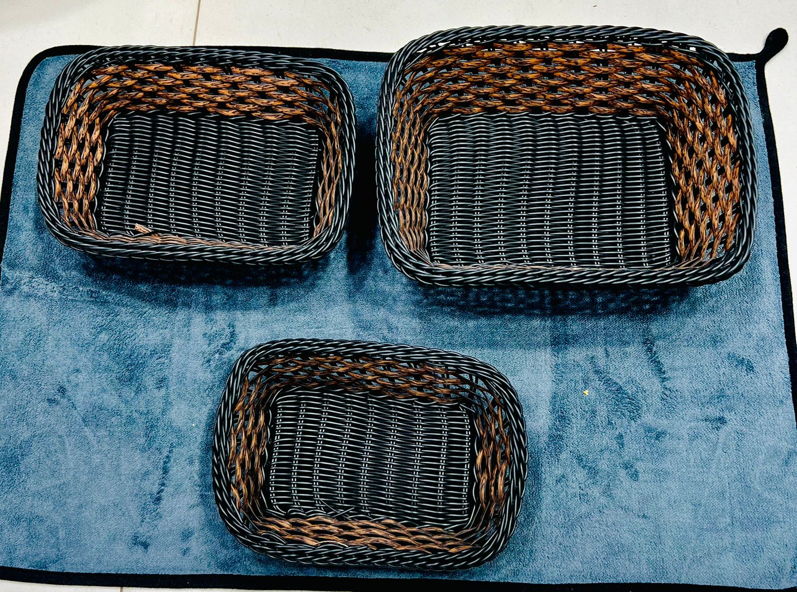 Rattan Wicker Woven Serving Baskets Set Of 3