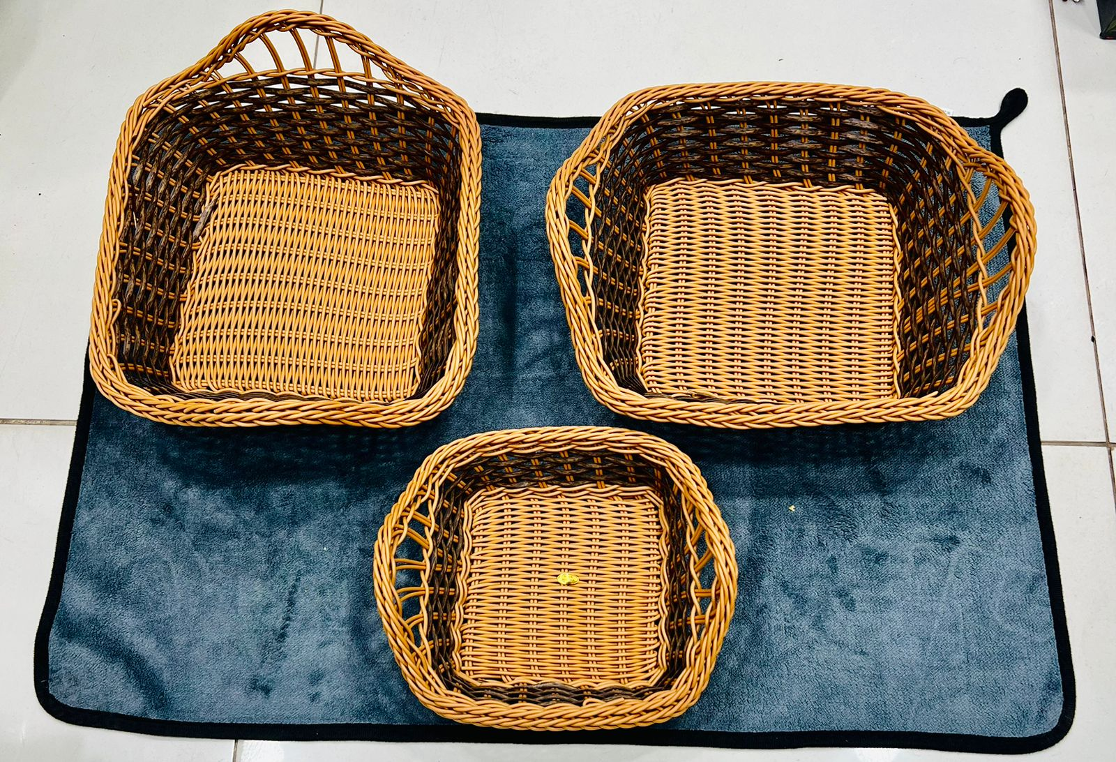 Rattan Wicker Woven Serving Baskets Set Of 3