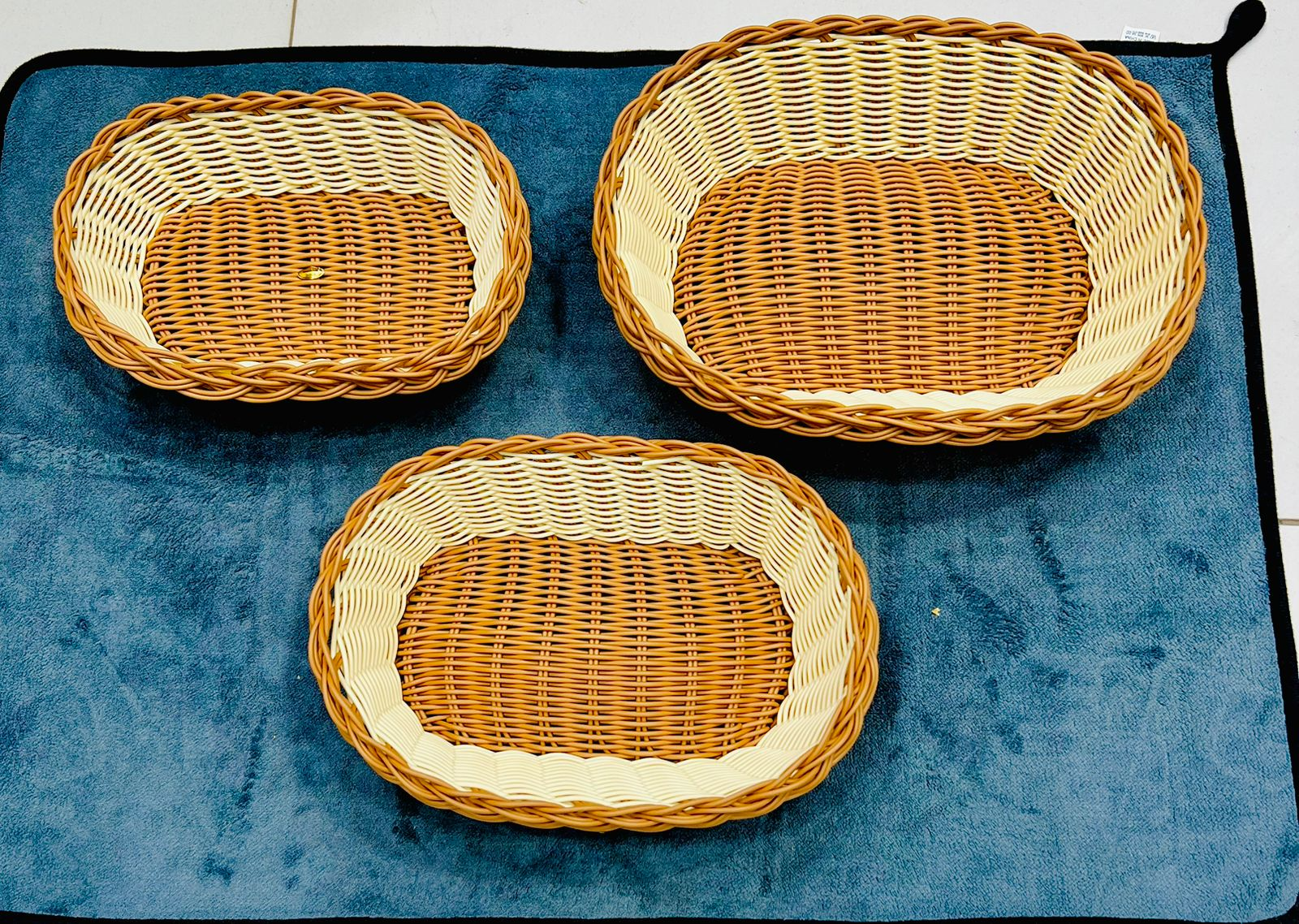 Rattan Wicker Woven Serving Baskets Set Of 3