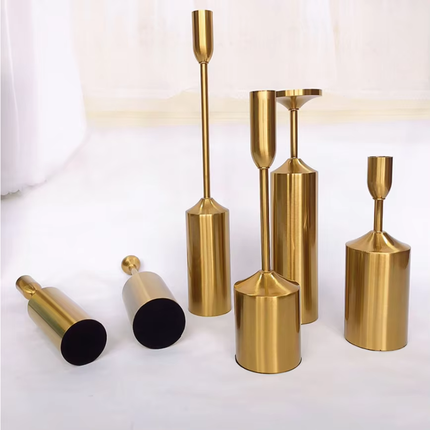 Roman Pole Retro Candle Holder Candlesticks Golden Candelabra Candle Stands