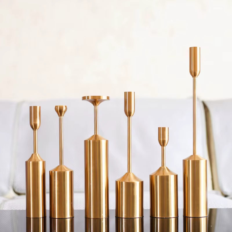 Roman Pole Retro Candle Holder Candlesticks Golden Candelabra Candle Stands