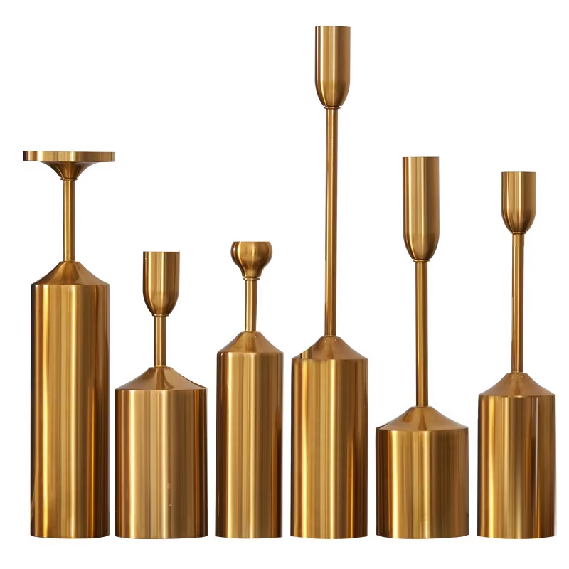 Roman Pole Retro Candle Holder Candlesticks Golden Candelabra Candle Stands