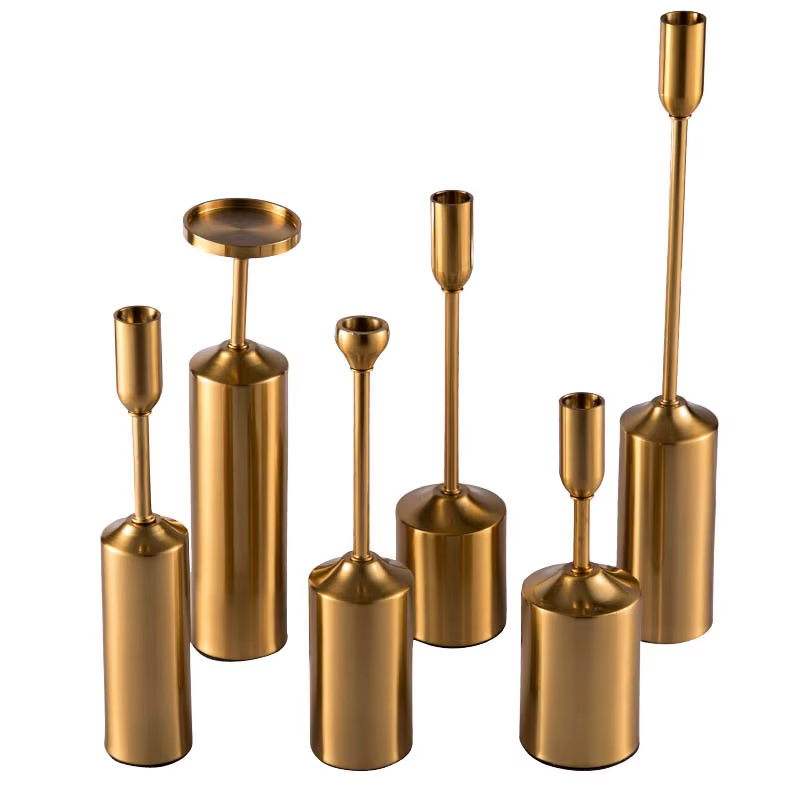 Roman Pole Retro Candle Holder Candlesticks Golden Candelabra Candle Stands