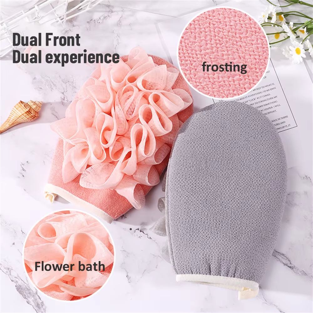Scrub Gloves 2 In 1 Exfoliating Back Scrub Dead Skin Facial Massage Gloves Durable Multi-Color Deep Cleaning Towel For Shower