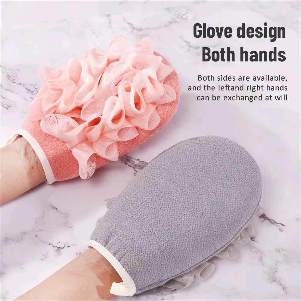 Scrub Gloves 2 In 1 Exfoliating Back Scrub Dead Skin Facial Massage Gloves Durable Multi-Color Deep Cleaning Towel For Shower
