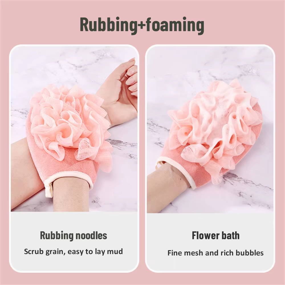Scrub Gloves 2 In 1 Exfoliating Back Scrub Dead Skin Facial Massage Gloves Durable Multi-Color Deep Cleaning Towel For Shower