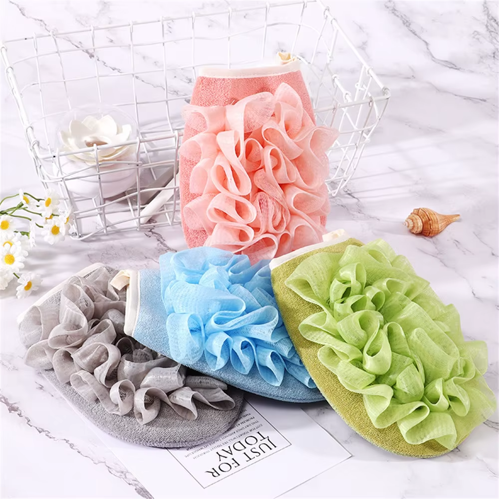 Scrub Gloves 2 In 1 Exfoliating Back Scrub Dead Skin Facial Massage Gloves Durable Multi-Color Deep Cleaning Towel For Shower