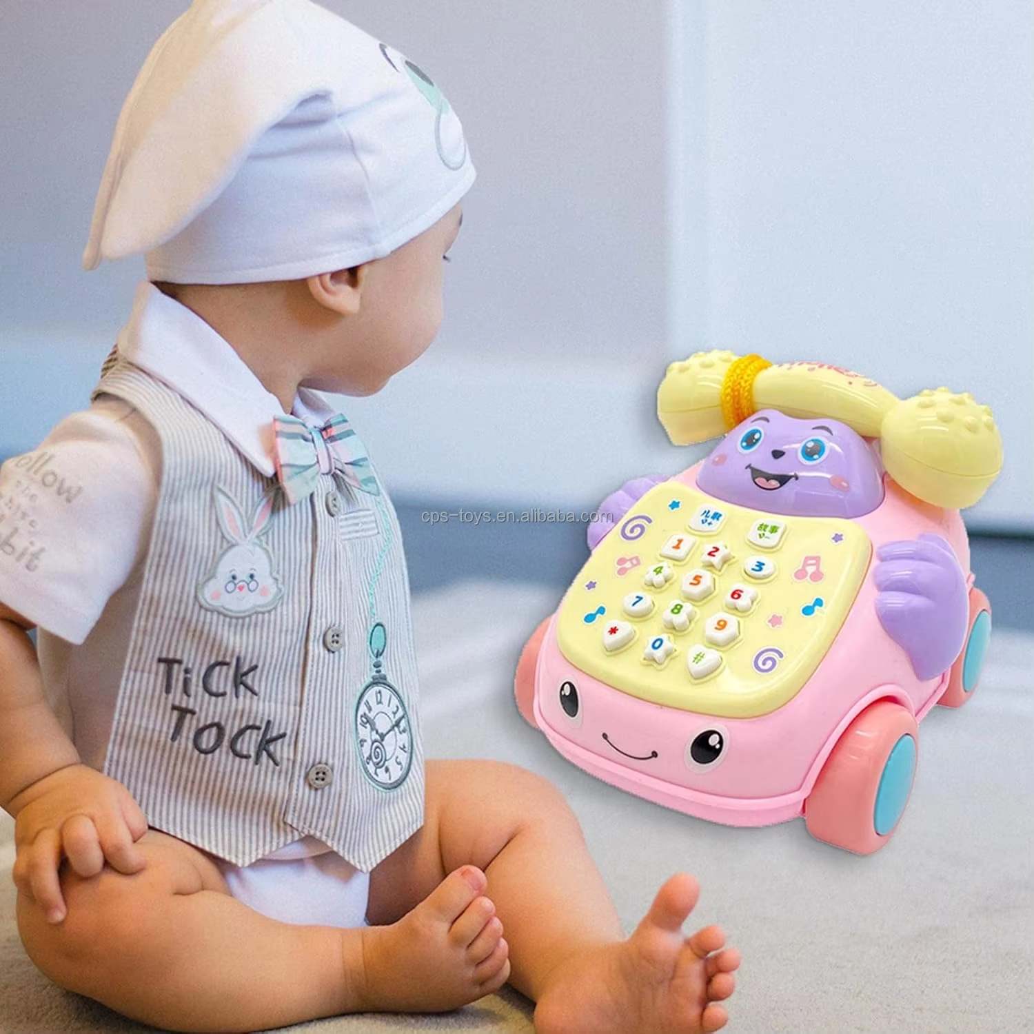 Simulation Baby Telephone Toys Multi-Function Telephone Car Whack-A-Mole Game Cartoon Telephone Toys Pretend Play Toy