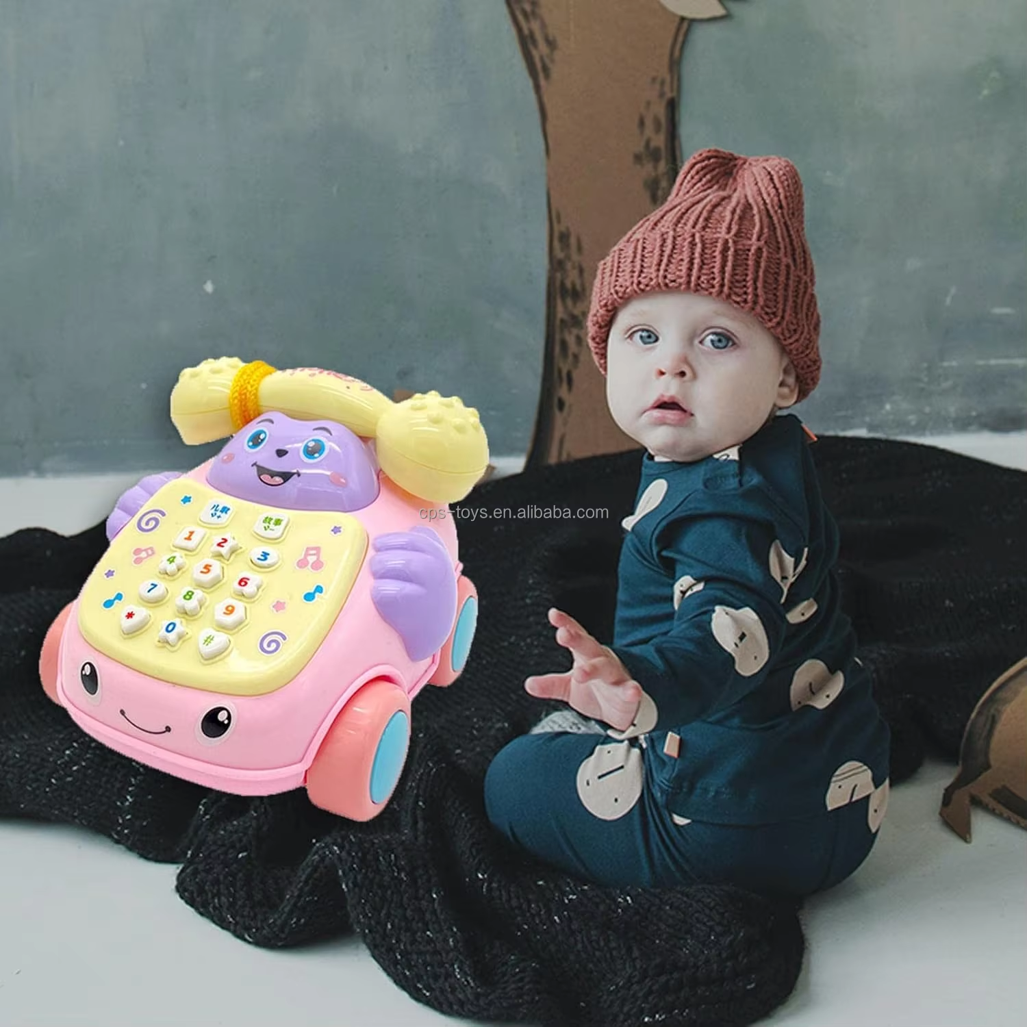 Simulation Baby Telephone Toys Multi-Function Telephone Car Whack-A-Mole Game Cartoon Telephone Toys Pretend Play Toy