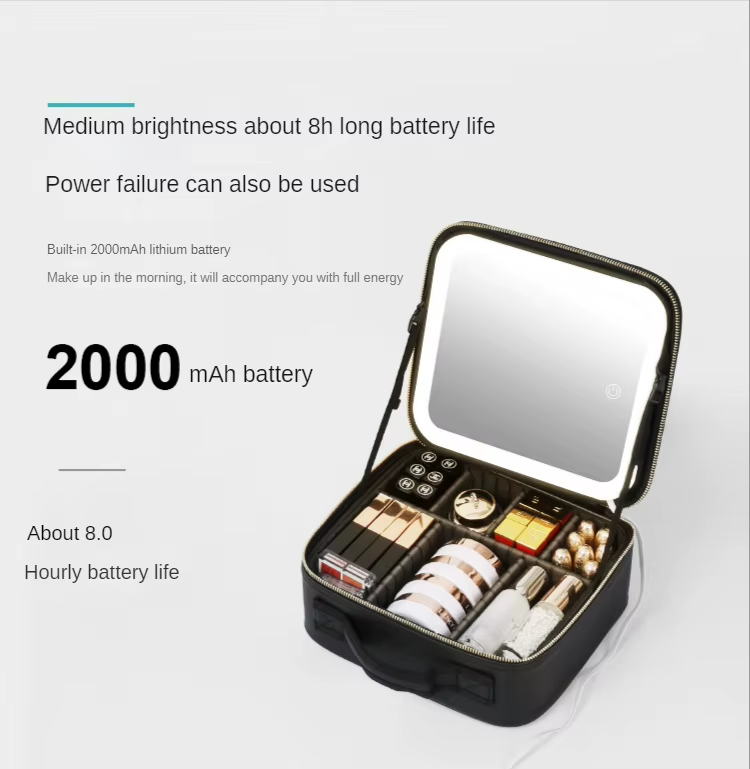 Smart Led Makeup Bag With Mirror Lights Professional Cosmetic Case For Women Travel Organizers Beauty Kit Storage