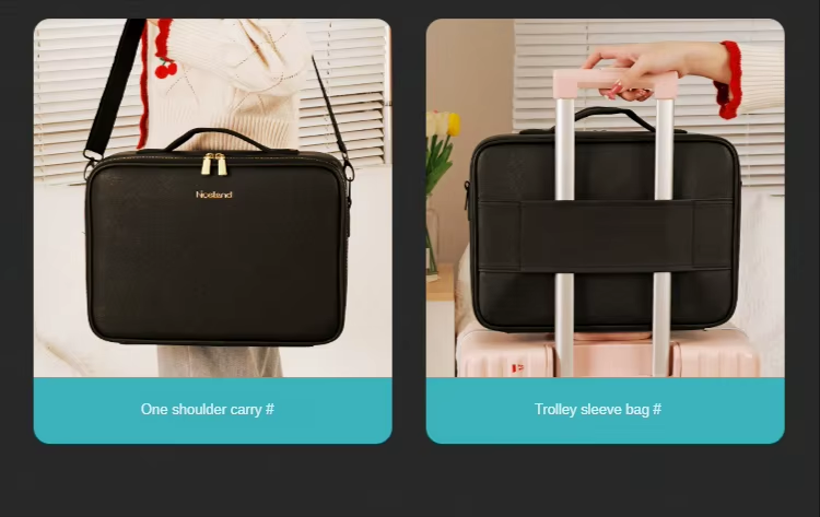 Smart Led Makeup Bag With Mirror Lights Professional Cosmetic Case For Women Travel Organizers Beauty Kit Storage