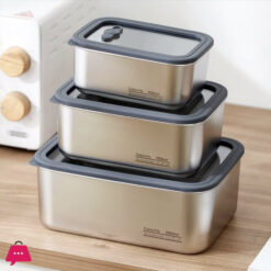 Stainless Steel Food Containers with Lids Snack Containers Leak Proof (1000ml+1600ml+2600ml)