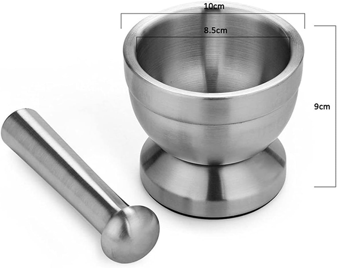 Stainless Steel Mortar Pestle Set Garlic Spice Grinder Pharmacy Herbs Bowl Crusher Kitchen Tool