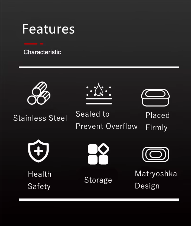 Stainless Steel Thermal Lunch Box Microwae Heating Sealed Bento Box With Lid Kitchen Fridge Fresh-Keeping Food Storage Container (Set Of 4)