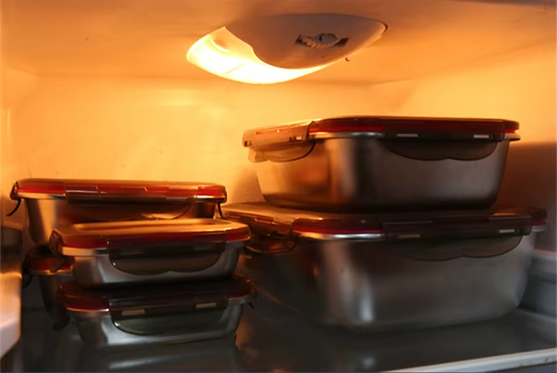 Stainless Steel Thermal Lunch Box Microwae Heating Sealed Bento Box With Lid Kitchen Fridge Fresh-Keeping Food Storage Container (Set Of 4)