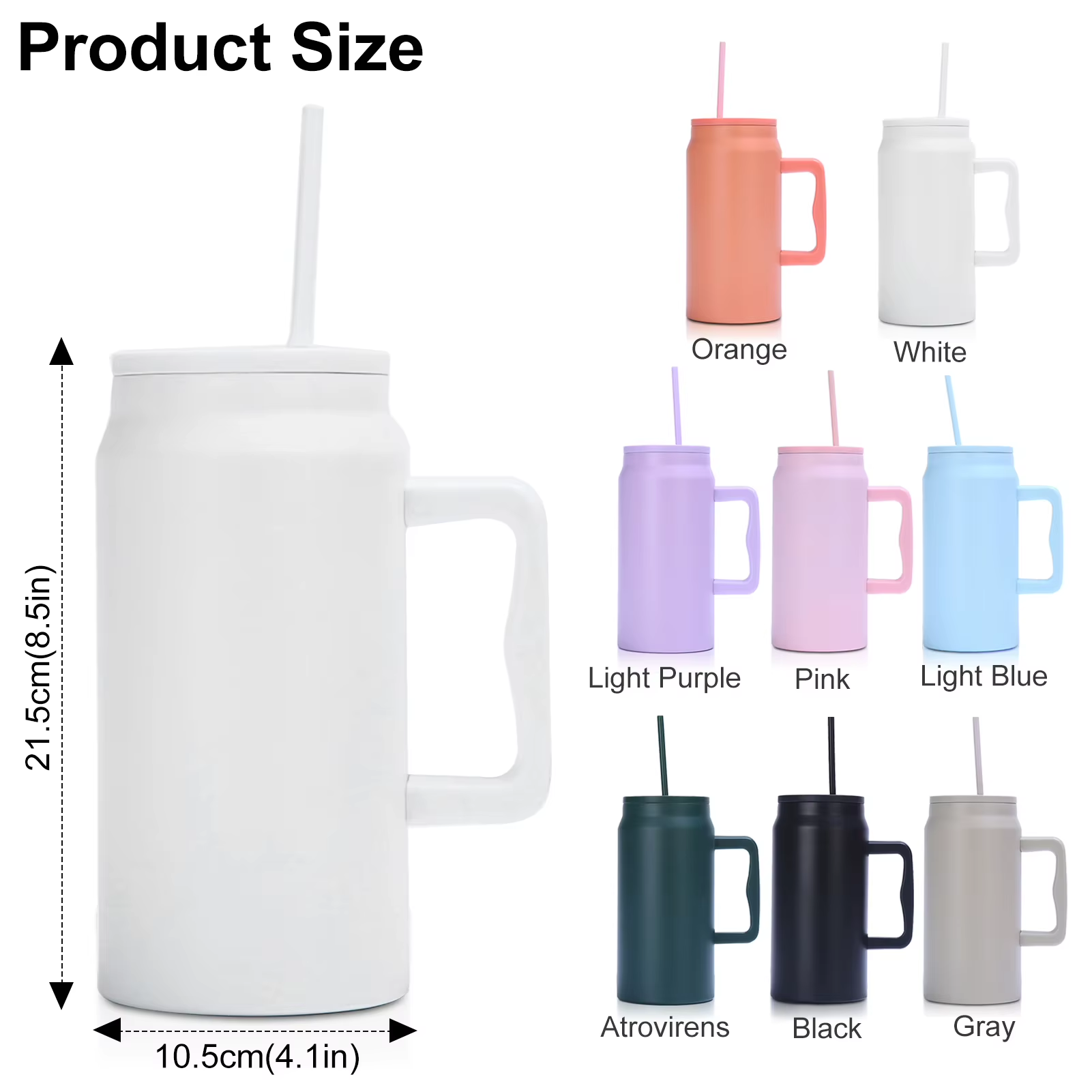 Stainless Steel Thermos Cup 50Oz Large Capacity Straw Cups Vacuum Insulated Mugs Portable Cup Handle Bottle Drinking Utensils