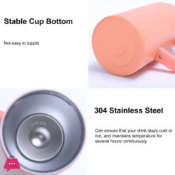 Stainless Steel Thermos Cup 50Oz Large Capacity Straw Cups Vacuum Insulated Mugs Portable Cup Handle Bottle Drinking Utensils
