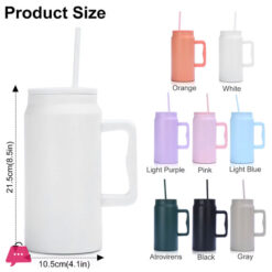 Stainless Steel Thermos Cup 50Oz Large Capacity Straw Cups Vacuum Insulated Mugs Portable Cup Handle Bottle Drinking Utensils