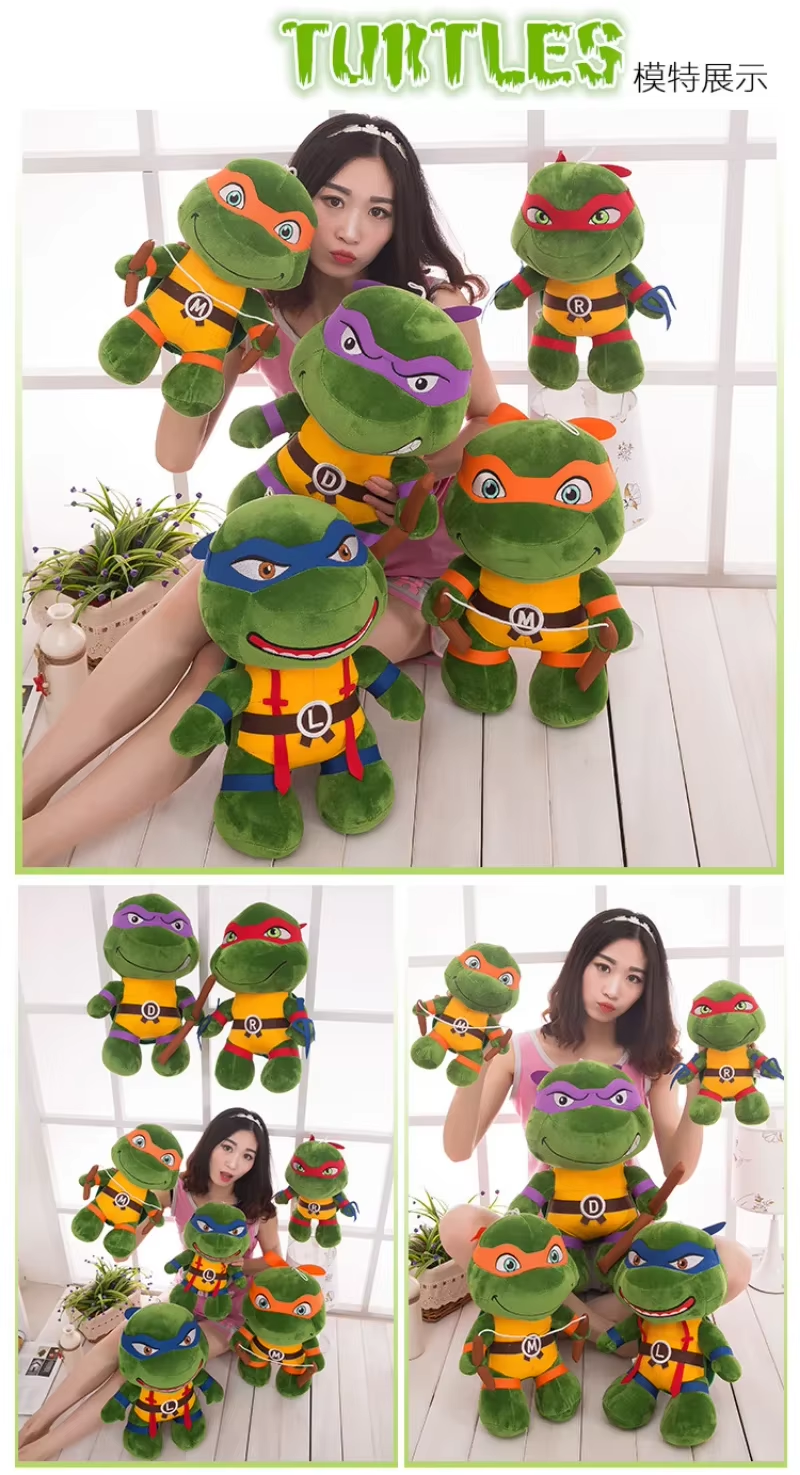 Teenage Mutant Ninja Turtles Plush Toy Tmnt Cartoon Donatello Mikey Raffaele Leonardo Figure Stuff Kids Gifts - 45Cm