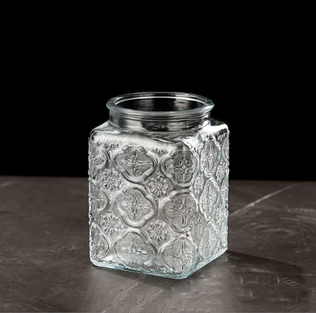 Vintage Glass Jars Canisters Glass Storage Retro Embossed Design Jars Airtight Canisters With Seal Wooden Lid 3 Pcs Set