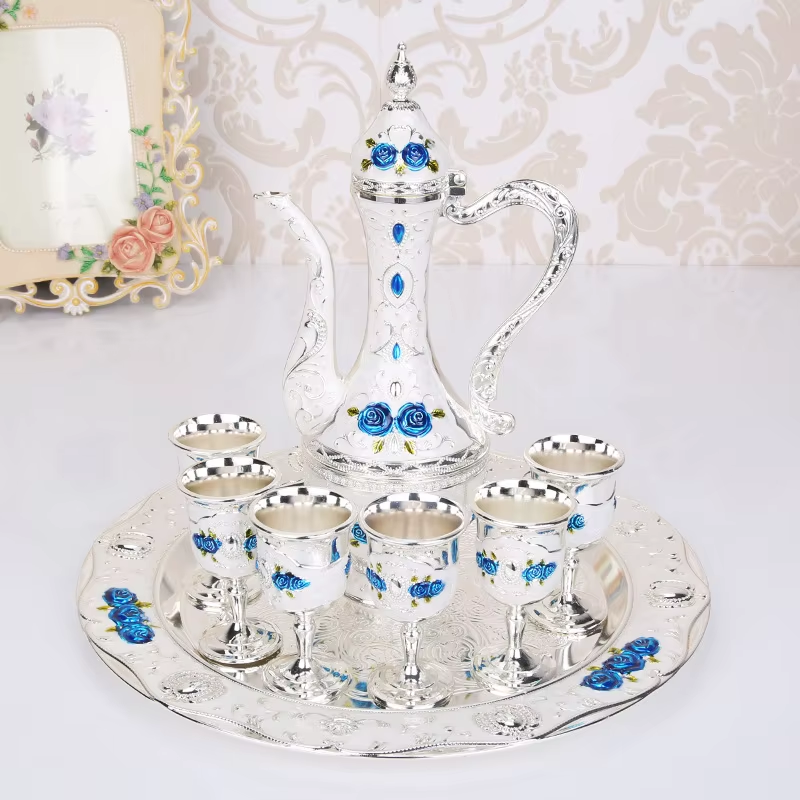 Wedding Zinc Alloy Golden Silver Flagon Kawa Set Gift Set Home Decor