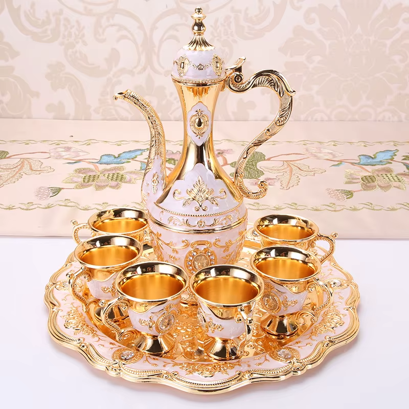 Wedding Zinc Alloy Golden Silver Flagon Kawa Set Gift Set Home Decor